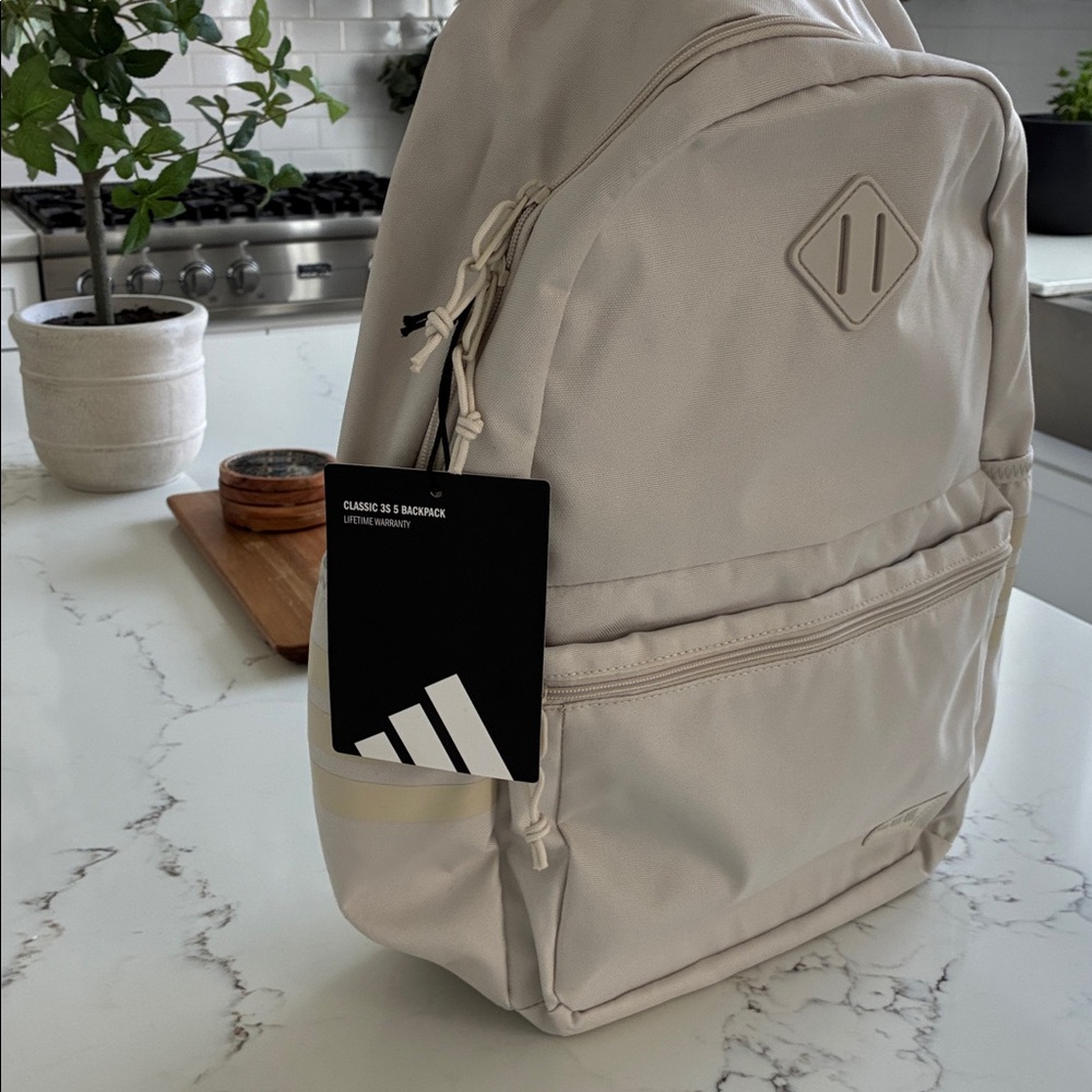ADIDAS Classic 3S 5 Backpack Gym School Travel Canvas Sand Color Backpack NWT - Picture 7 of 11